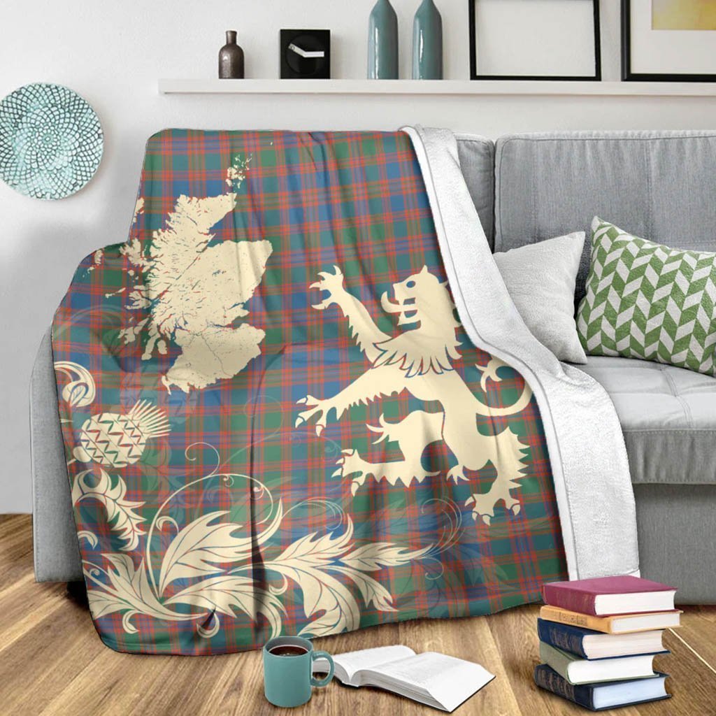 Tartan Blanket Macintyre Ancient Tartan Scotland Lion Thistle Map Plaid Blanket