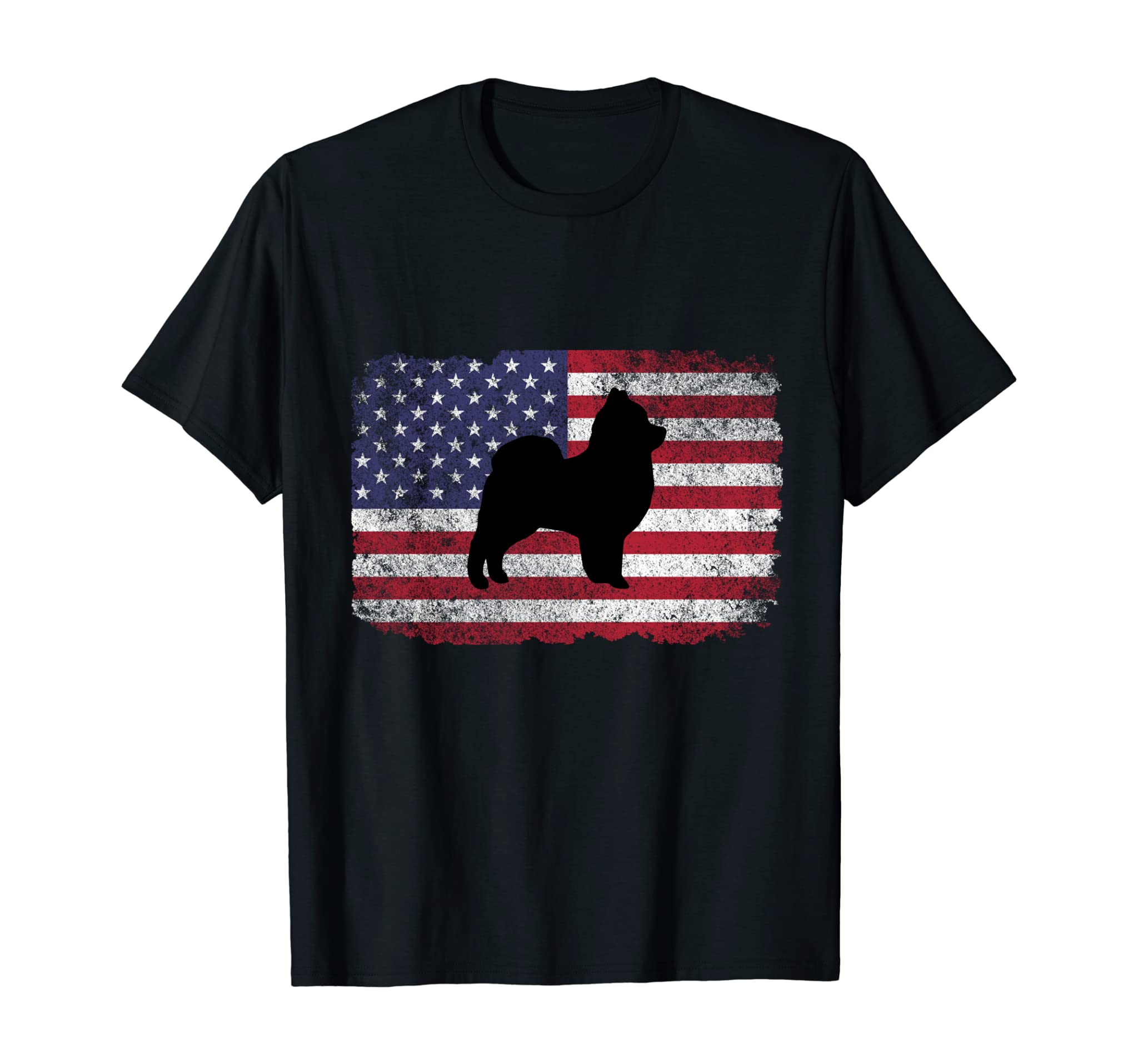 Pomerian American Flag Distressed Novelty Dog Shirt