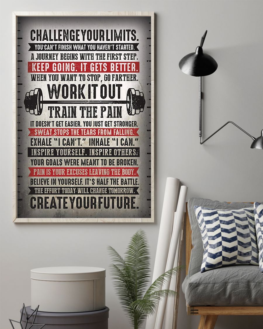 Fitness Train The Pain Vertical Canvas And Poster | Wall Decor Visual Art