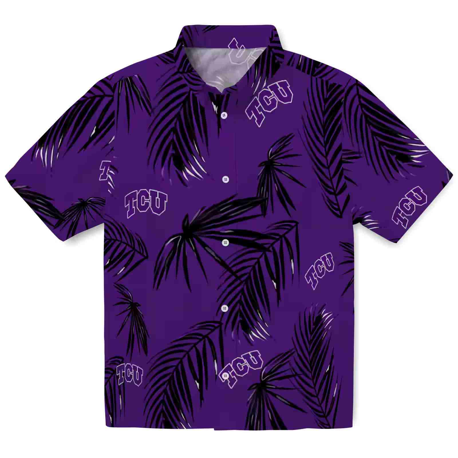 Tcu Horned Frogs Palm Leaf Purple Hawaiian Shirt