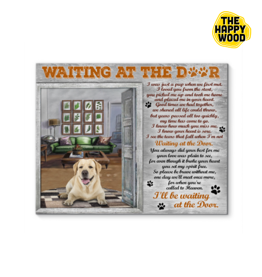 Yellow Labrador I’Ll Be Waiting At The Door Custom Horizontal Canvas Poster For Home Decoration