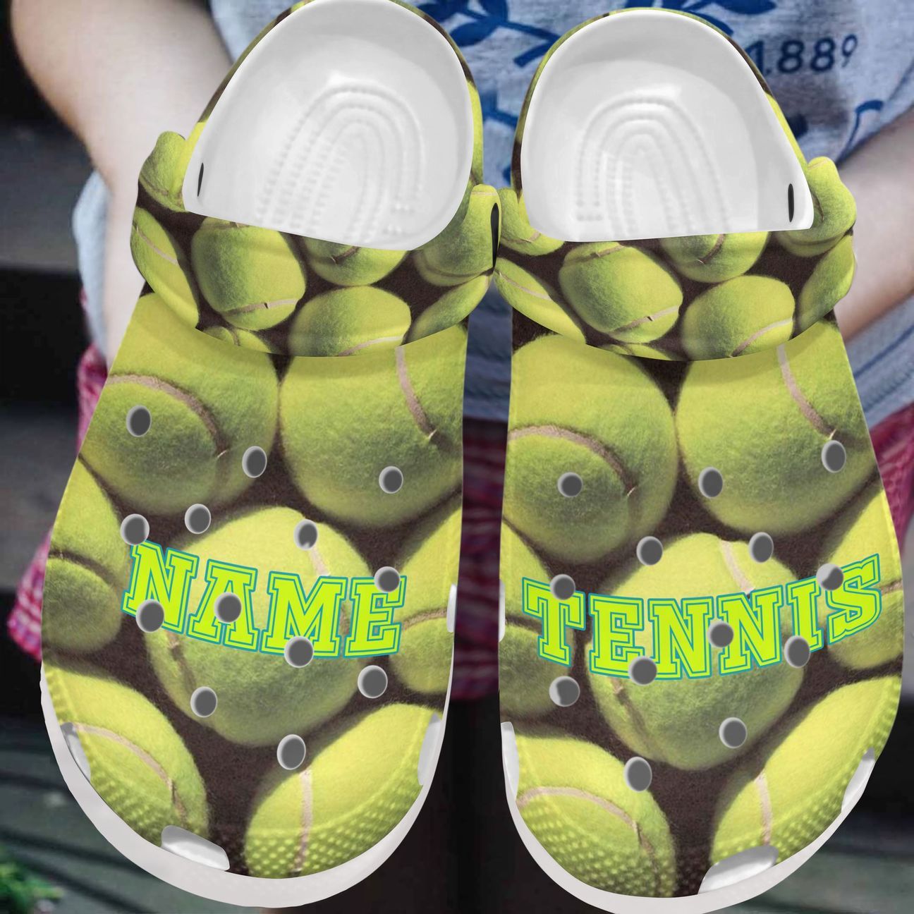 Tennis Personalized Clog, Custom Name, Text, Color, Number Fashion Style For Women, Men, Kid, Print 3D Tennis Ball Background