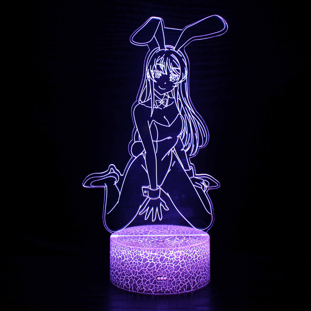 3d Anime Lamp Bunny Girl Sakurajima Mai Kawaii Nightlights Manga Gift For Children Led Color Changing Night Light Room Decor alx