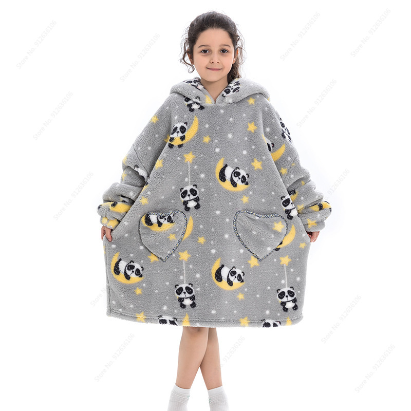 Super Cute Oversized Hoodie Blanket for Kids Boy Girl Pullover Wearable Blanket Winter Warm Outdoor Hoody Sweatshirt XMAS Gift alx