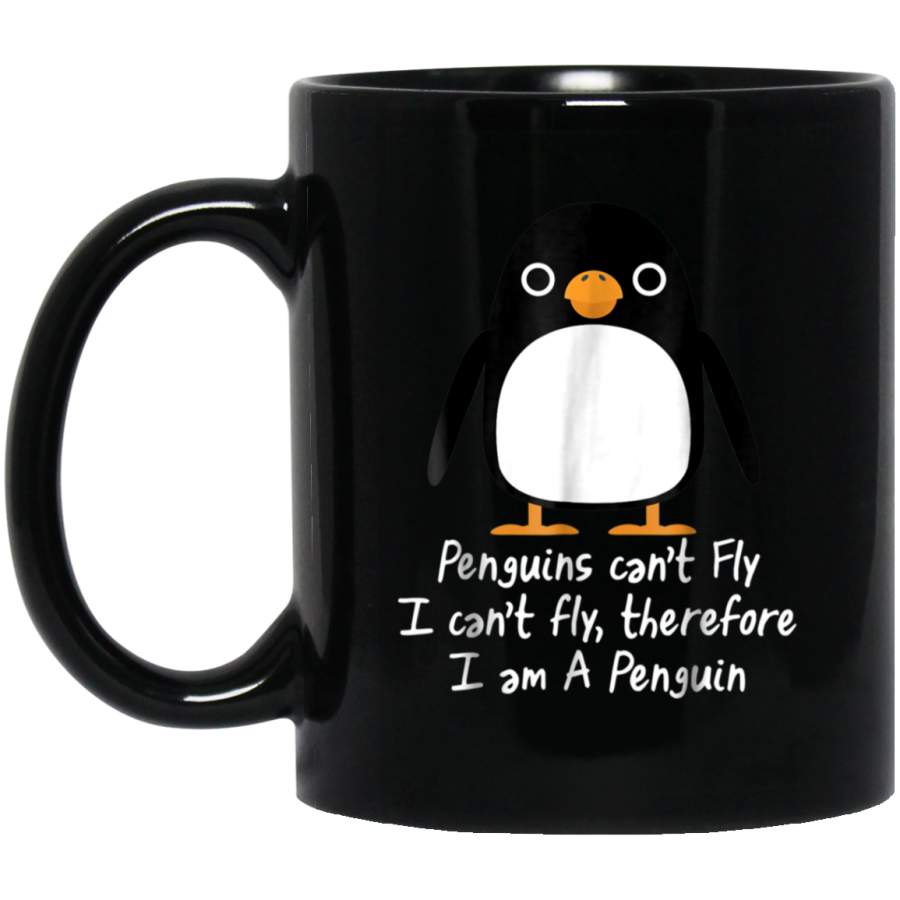 Funny Penguin Cool I cant fly animal love gift tee Black Mug