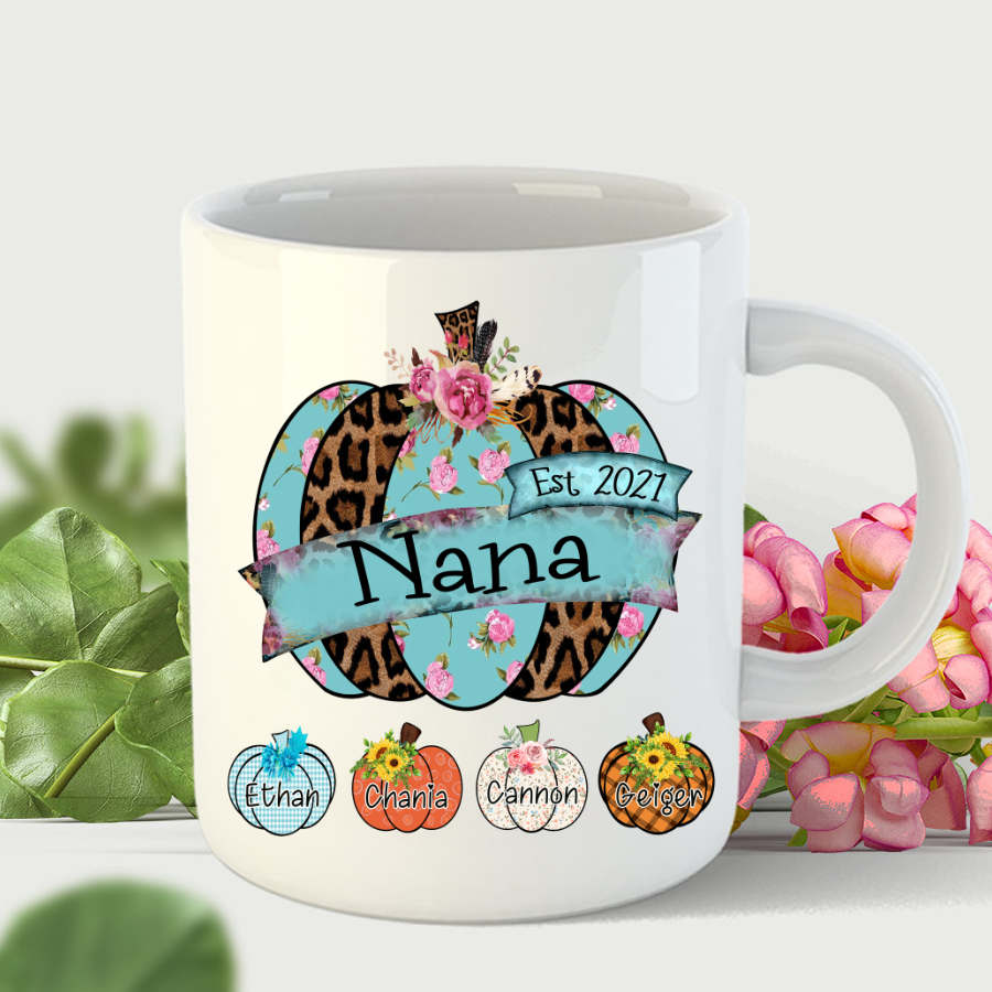 Nana Est Pumpkin Leopard Flower Mug