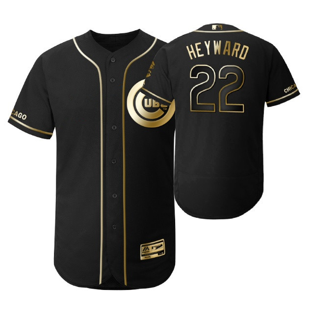 Chicago Cubs #22 Jason Heyward MLB 2019 Golden Brandedition Black Jersey Gift For Cubs Fans