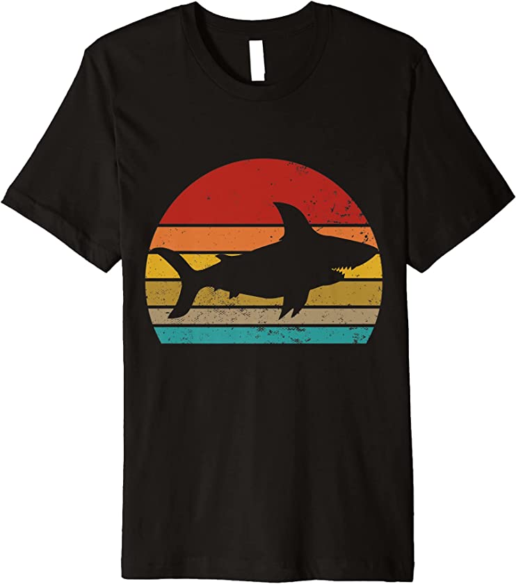 Vintage Retro Shark Sunset 70s 80s 90s Shark Party Premium T-Shirt