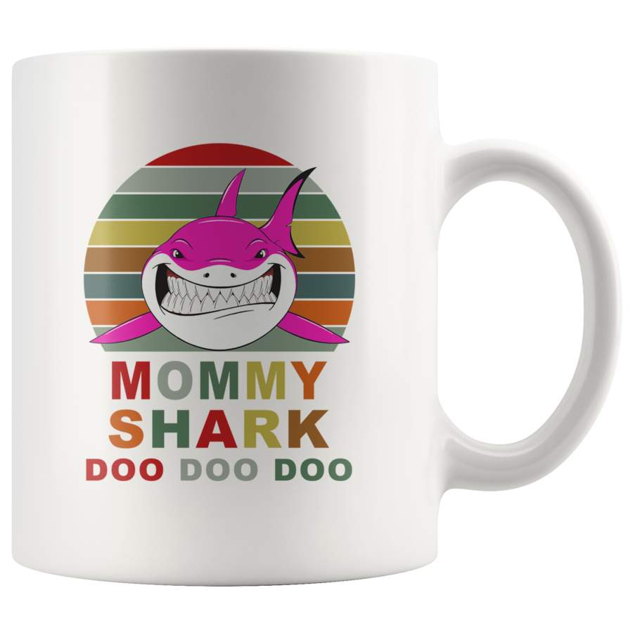 Vintage Retro Mommy Shark doo doo doo, mother’s day white gift coffee mug