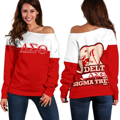 African Delta Sigma Theta Women Off Shoulder Sweater – Elephant Logo