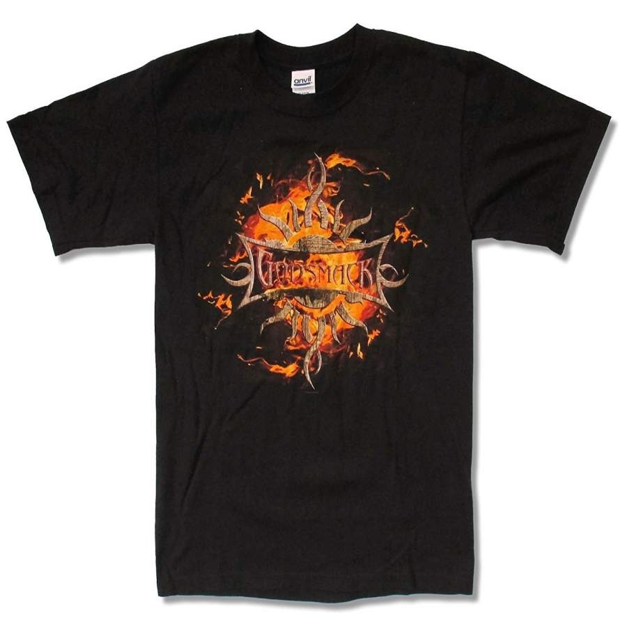 Adult Godsmack Flaming Logo Black T-Shirt