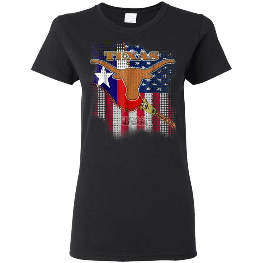 AGR american Texas flag t-shirt bull with horns Texas shirt gift