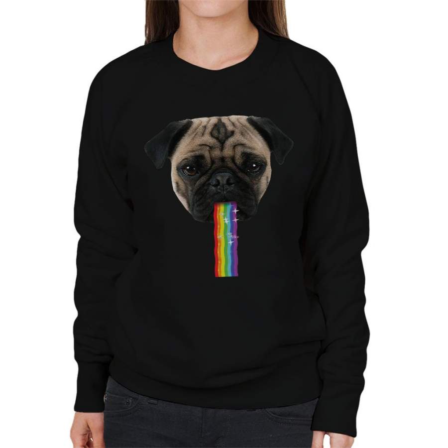 Pug Puking Rainbow Snapchat Filter Women’s Sweatshirt