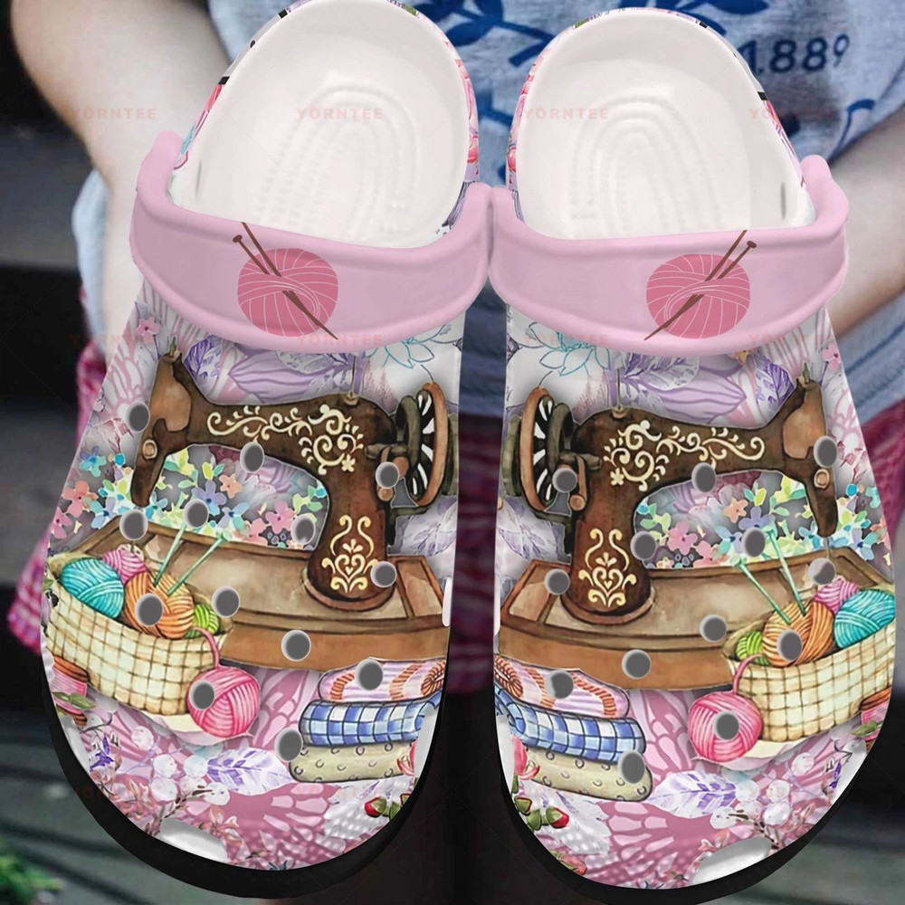 Floral Sewing Machine 2 Gift For Lover Rubber Crocs Clog Shoes Comfy ...