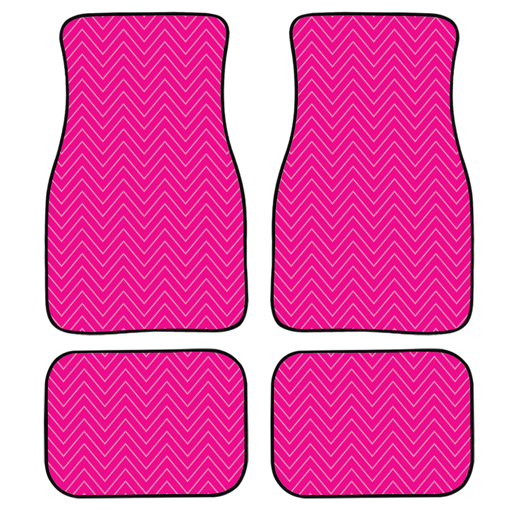 Magenta Pink Zigzag Pattern Print Front And Back Car Floor Mats, Front Car Mat