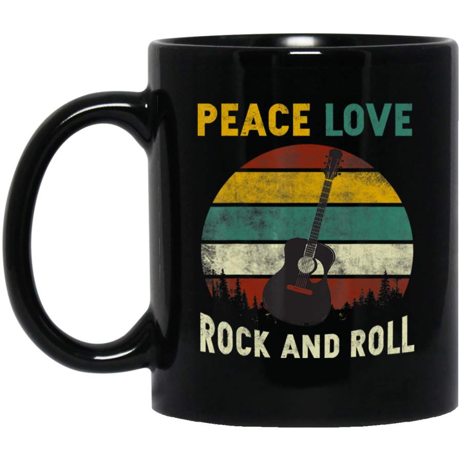 Peace Love Rock And Roll Guitar Retro Vintage _1849 Coffee Mug