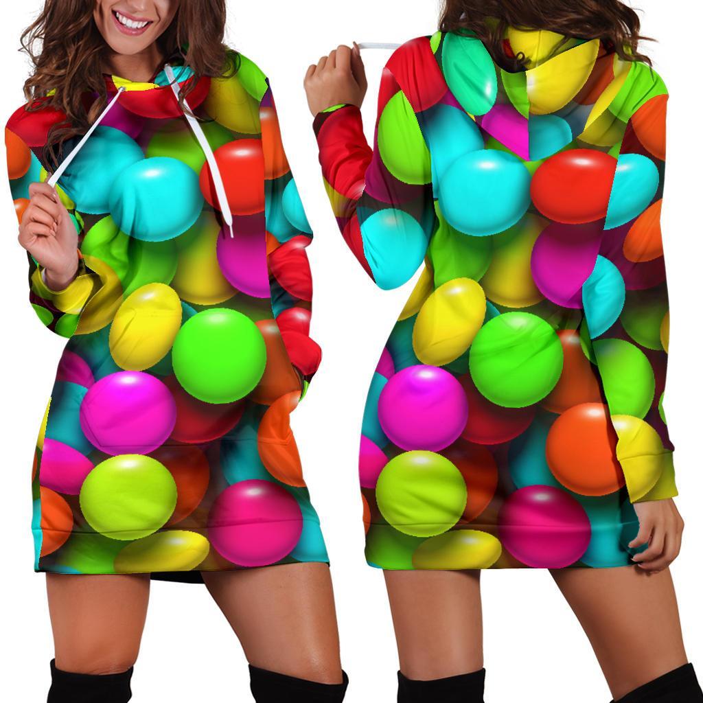 Candy Pattern Print Design Ca03 Women Hoodie Dress