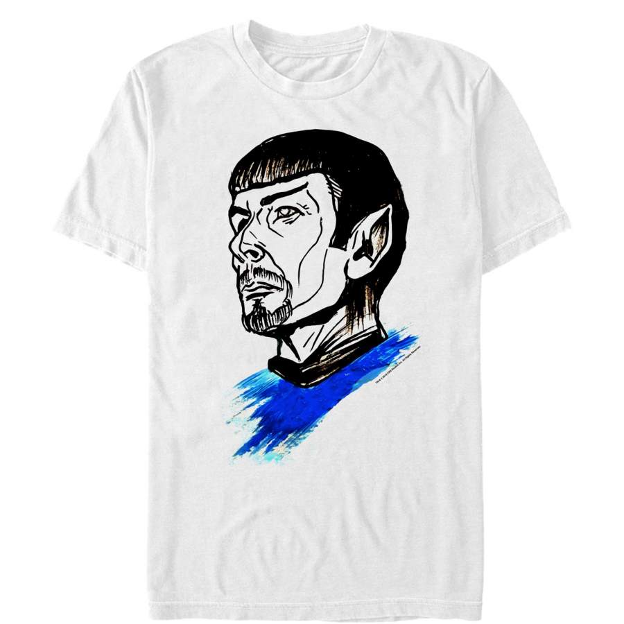 Star Trek Men’s Spock Paint Streak Portrait  T Shirt