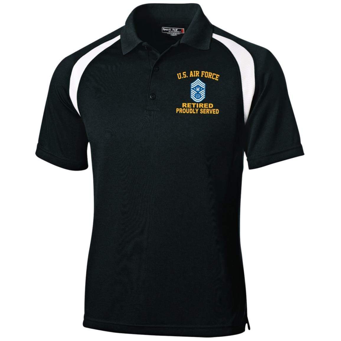 US Air Force E-9 CMSAF Retired Proudly Served Embroidered Golf Shirt