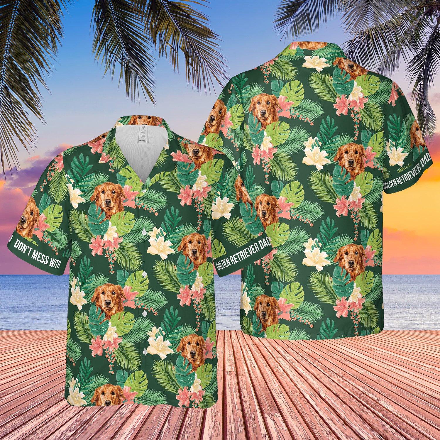 Mess With Golden Retriever Dad Tropical Hawaii Shirt Ha23797