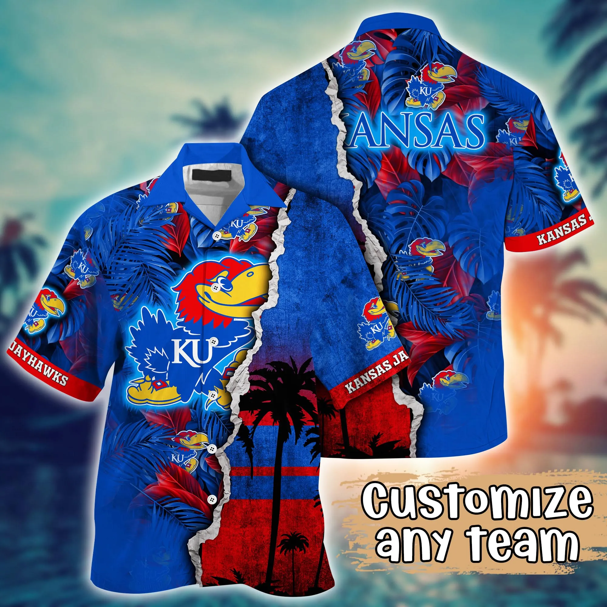 Kansas Jayhawks NCCA Hawaiian Shirt Custom Sunlight Aloha Shirt