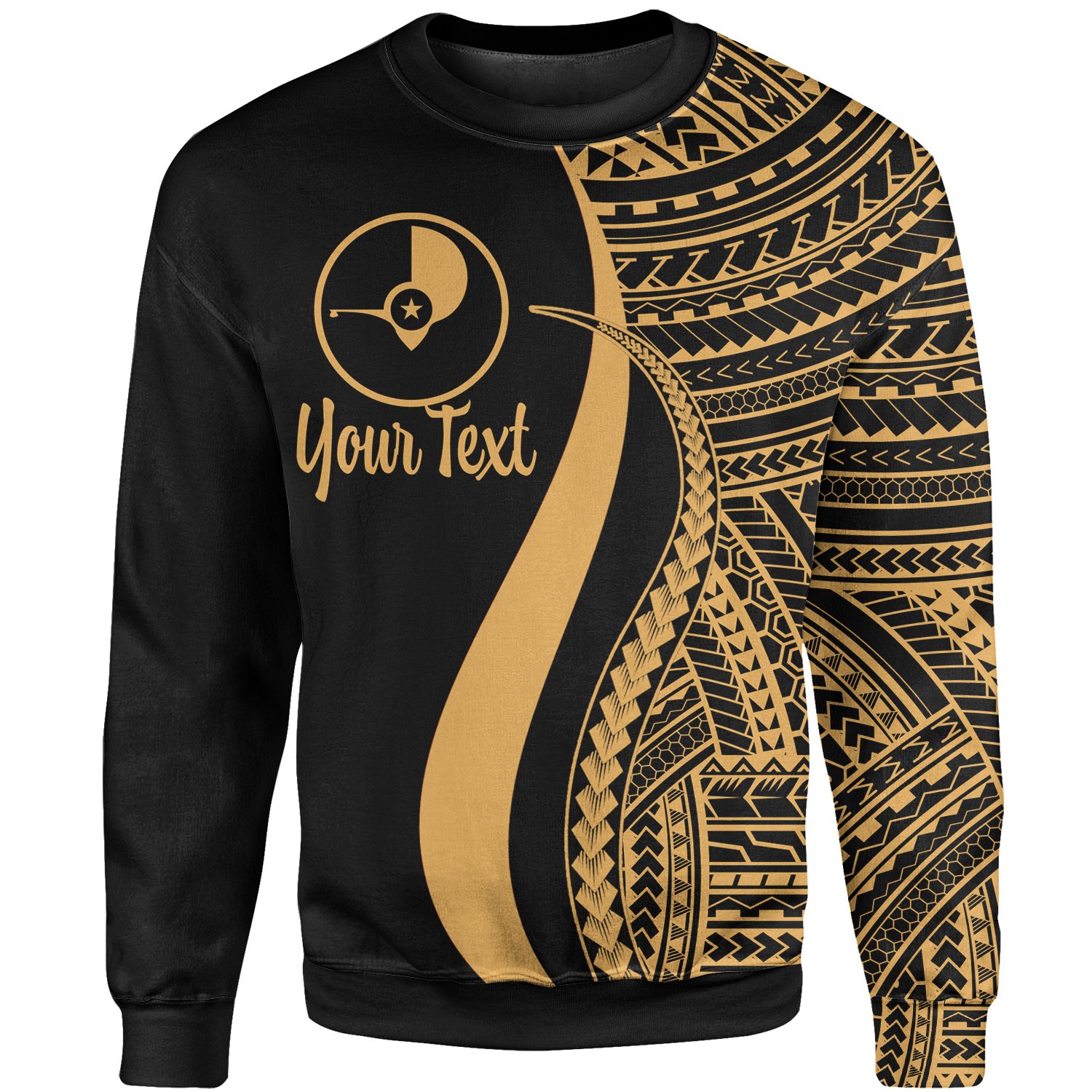 Yap Custom Personalised Sweatshirt – Gold Polynesian Tentacle Tribal Pattern – BN11