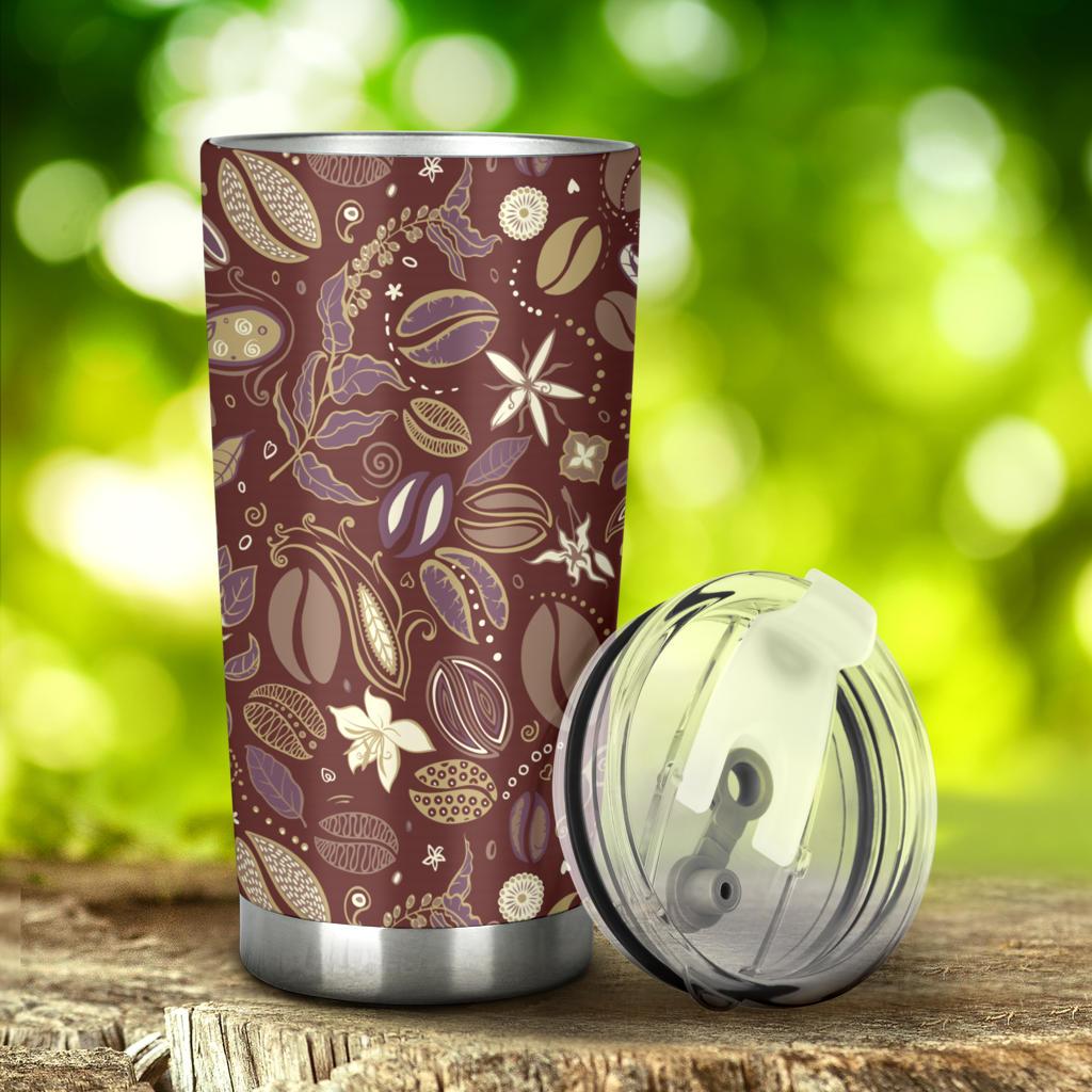 Coffee Bean Flower Pattern Tumbler