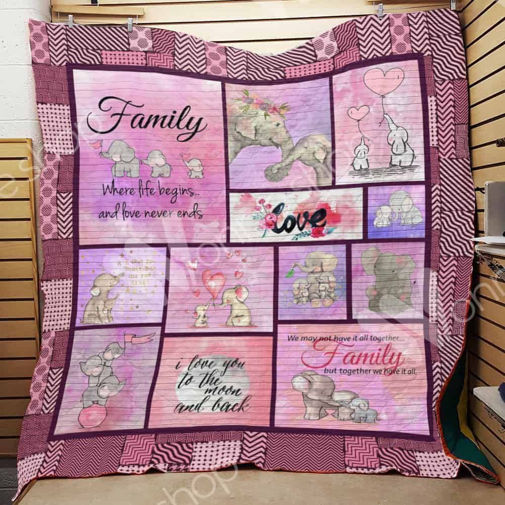 Elephant Winnie Strength  Family  Love  Quilt Blanket