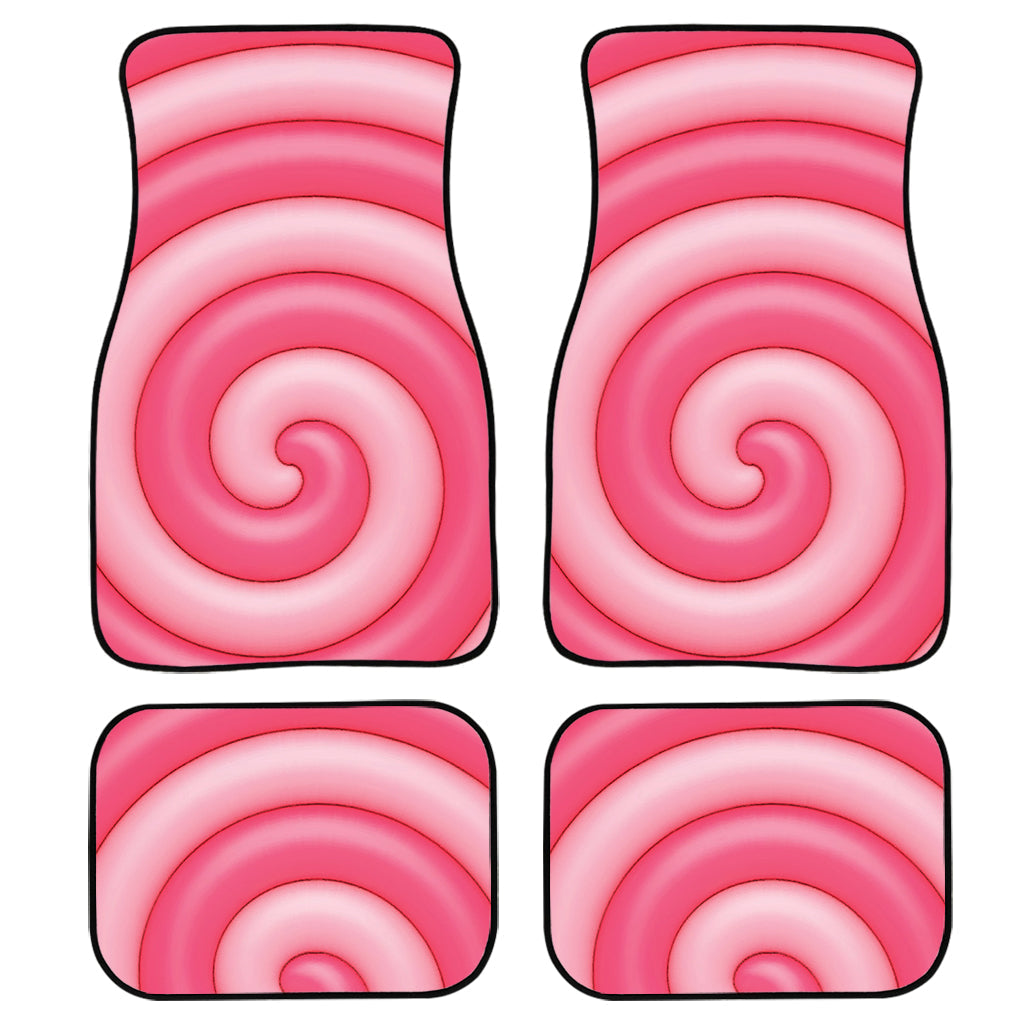 Pink Swirl Lollipop Print Front And Back Car Floor Mats, Front Car Mat