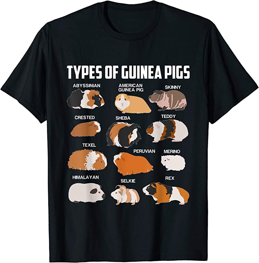 Types Of Guinea Pigs Owner Cool Animal Kids Xmas Gift T-Shirt