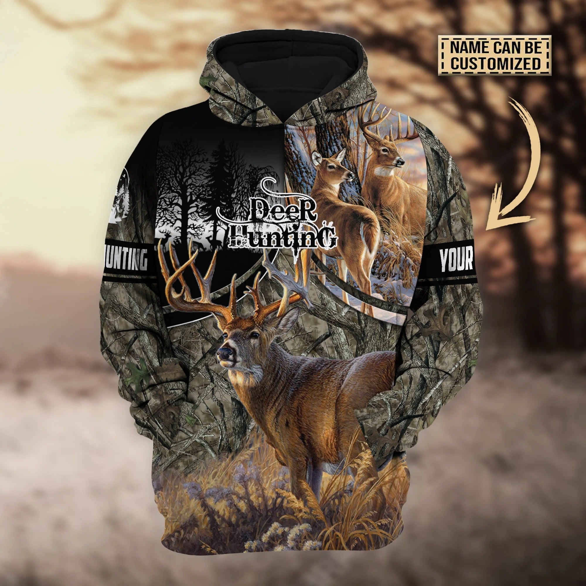 Personalized Deer Hunting Hoodie For Men Women Premium 3D Hoodie Pullover For Hunting Lover Hunter Birthday Gift