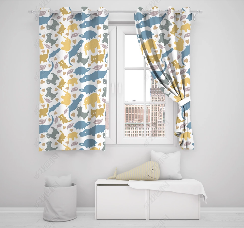 3D Hand Drawn Cartoon Animal Curtains And Drapes Lqh 144