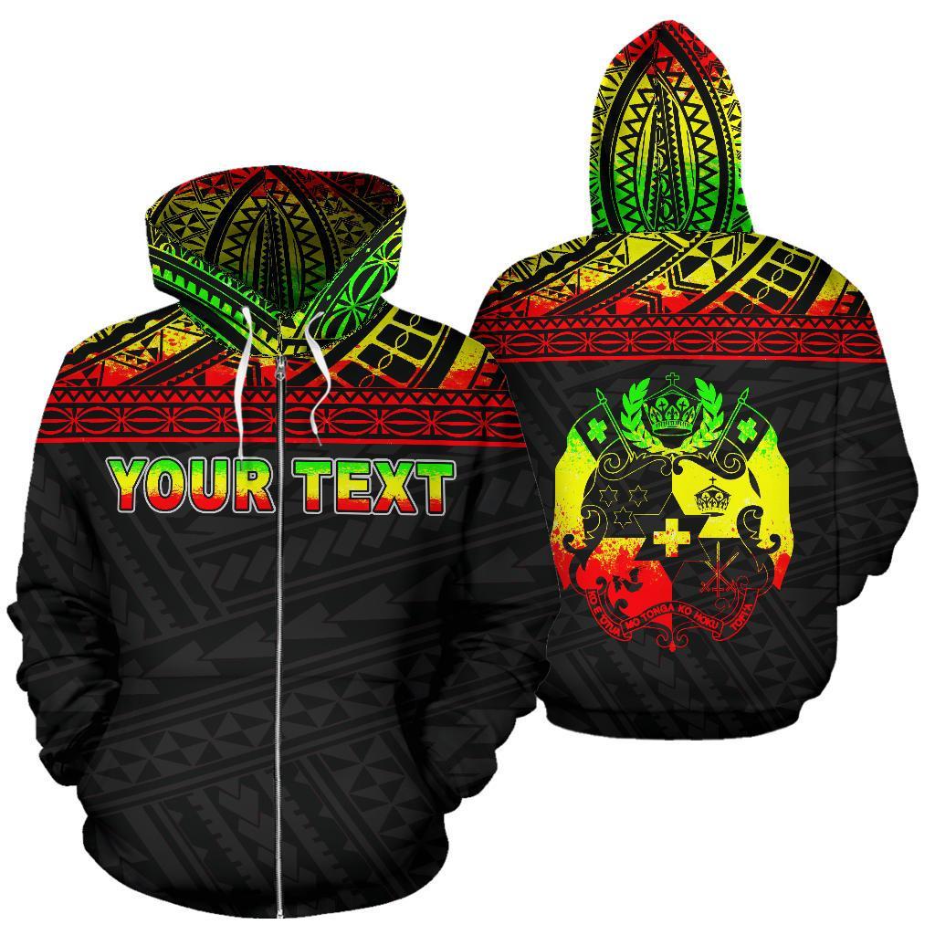 Tonga Polynesian All Over Custom Personalised Zip-Up Hoodie – Reggae Horizontal Style – BN12