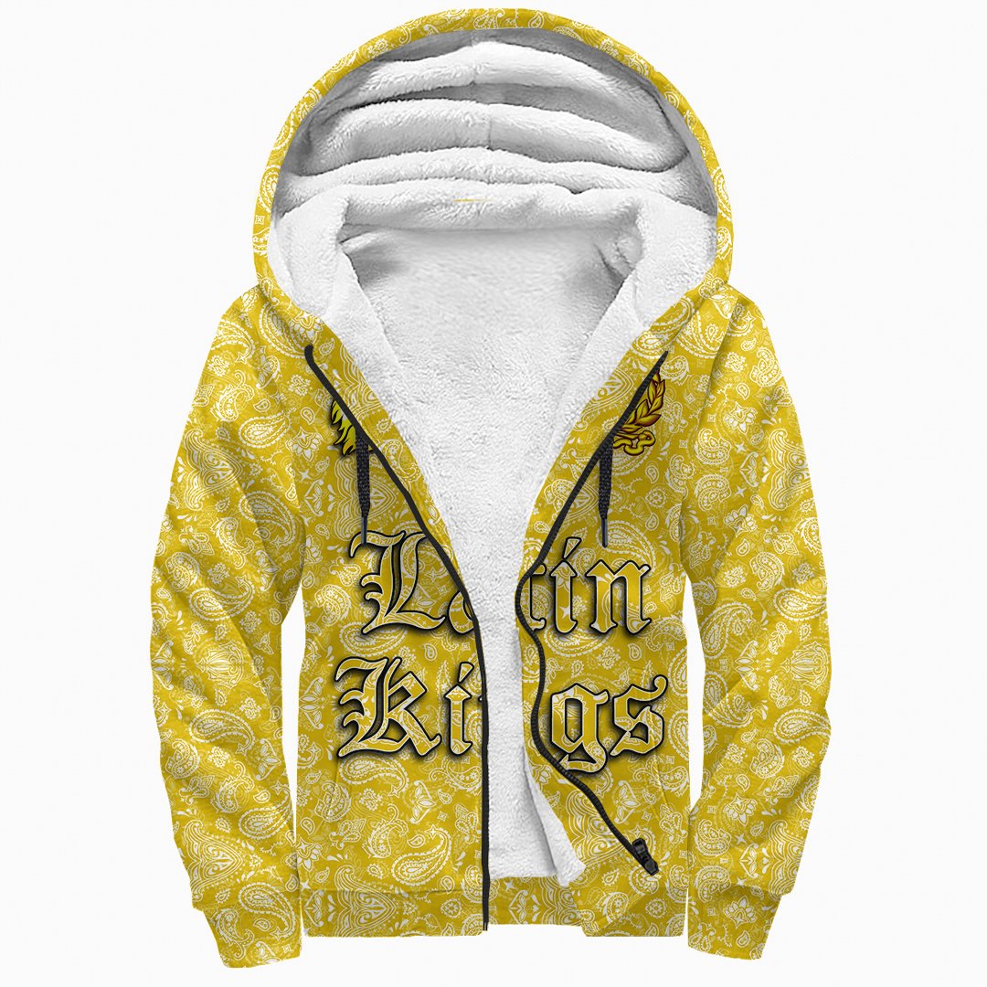 (Custom) Latin Kings Sherpa Hoodie Yellow Bandana A31