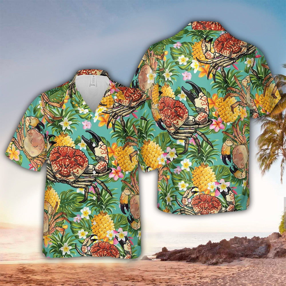 Crab Hawaii Button Up Shirt Aloha Ha72317