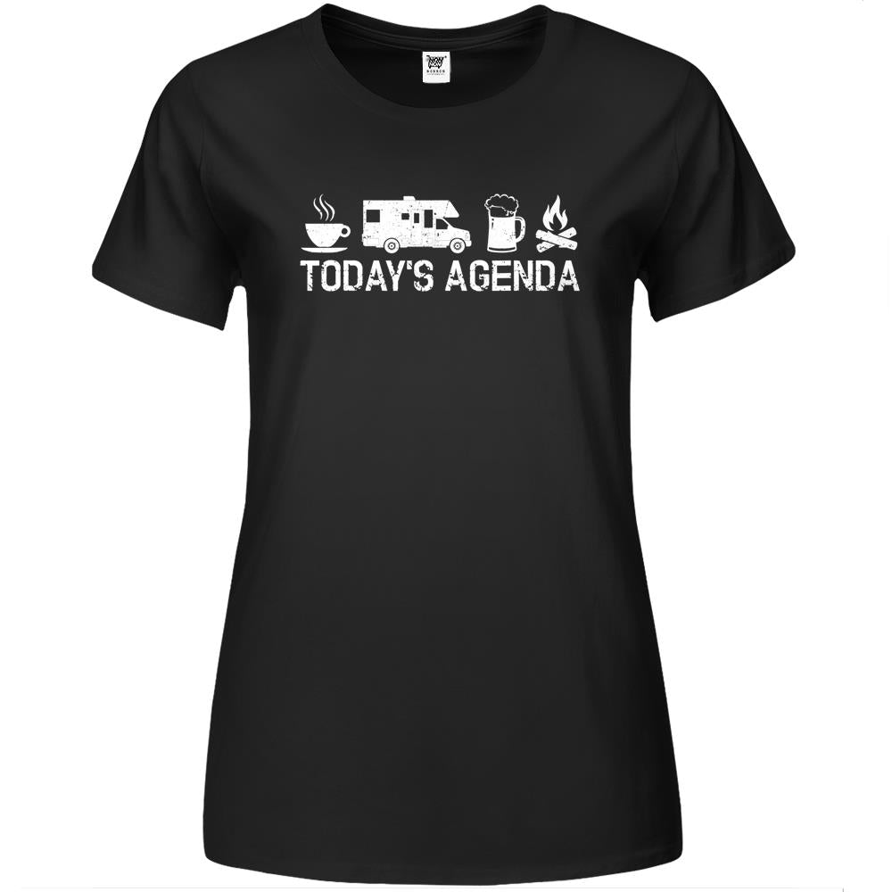 Vintage Rv Camping Lover Today’S Agenda Costume Camper Gift Premium Womens T Shirts