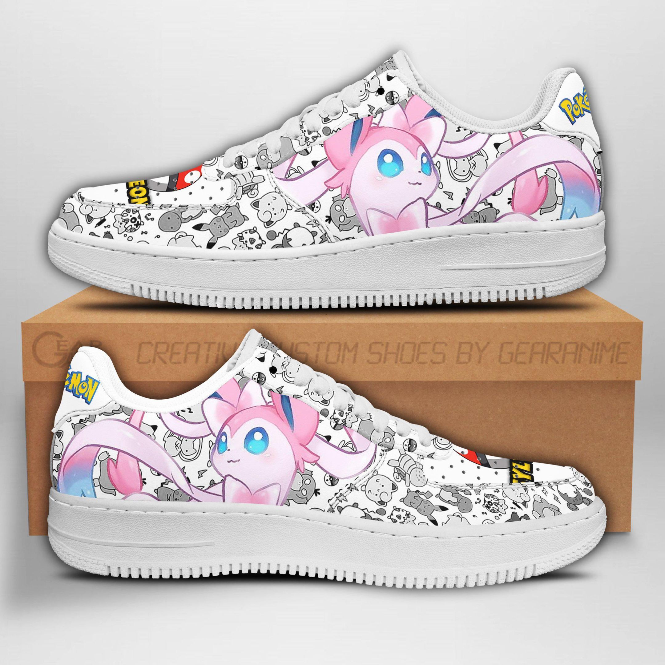 Sylveon Pokemon Idea Air Force Shoes Sneakers Custom Anime