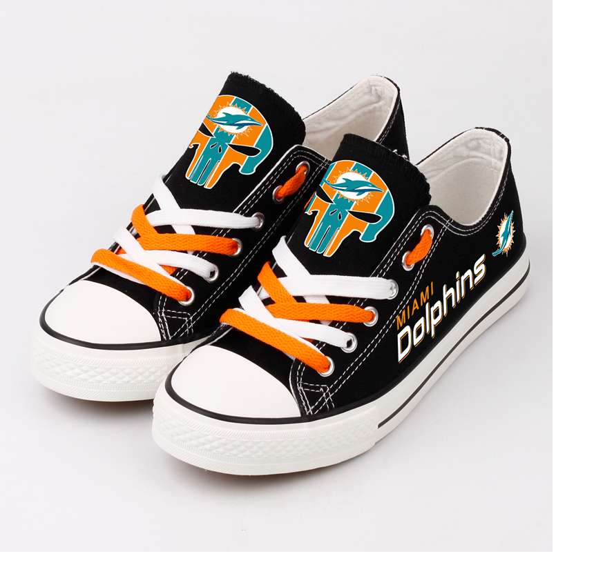 Miami Dolphins Shoes Skeleton Design Canvas Shoes For Fans