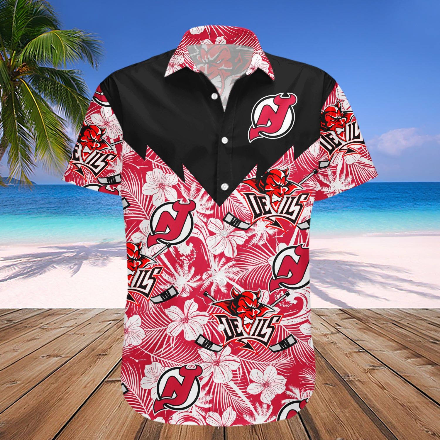 New Jersey Devils Hawaii Shirt Tropical Seamless- Nhl