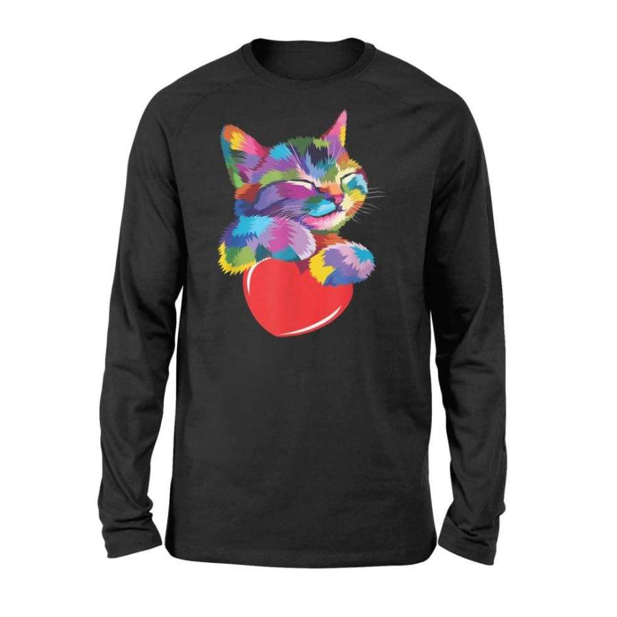 Cat Shirt for kitten lovers Colorful Cute Kitty Adoption – Standard Long Sleeve