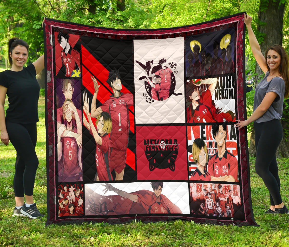 Tetsuro Kuroo And Kenma Kozume Fukurodani Haikyuu Premium Quilt Blanket Anime Home Decor Custom For Fans Na041303