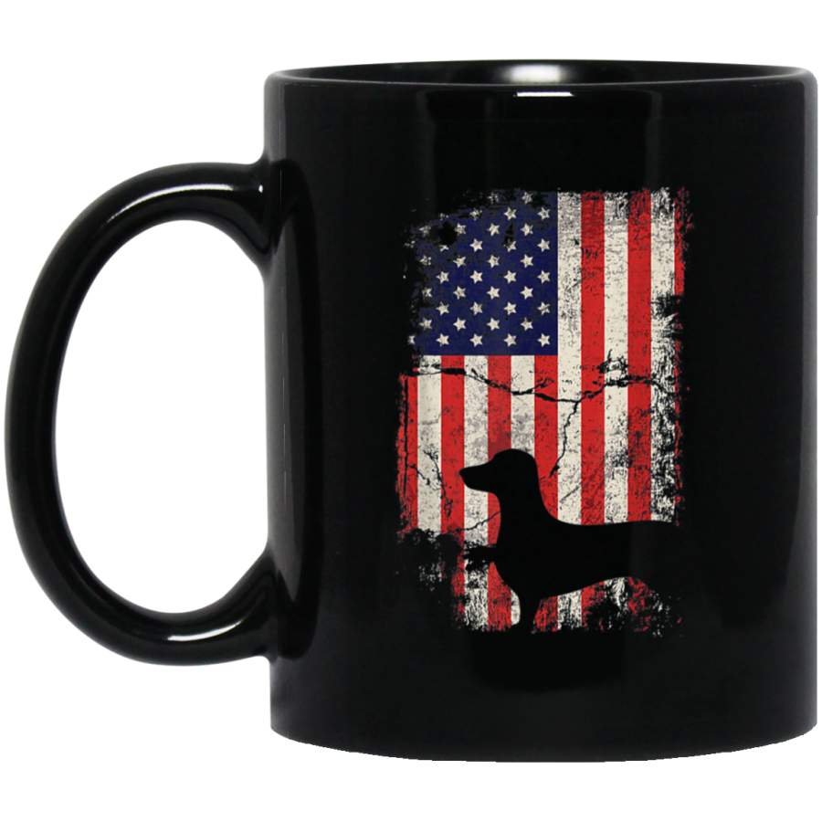 Vintage Dachshund American Flag USA Patriotic Dog Gift Mug