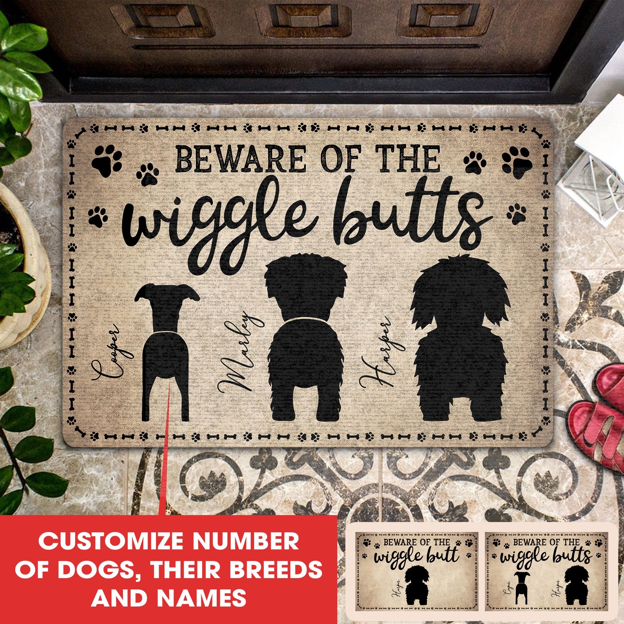 Beware Of The Wiggle Butt Personalized All Over Printing Doormat Pre2092