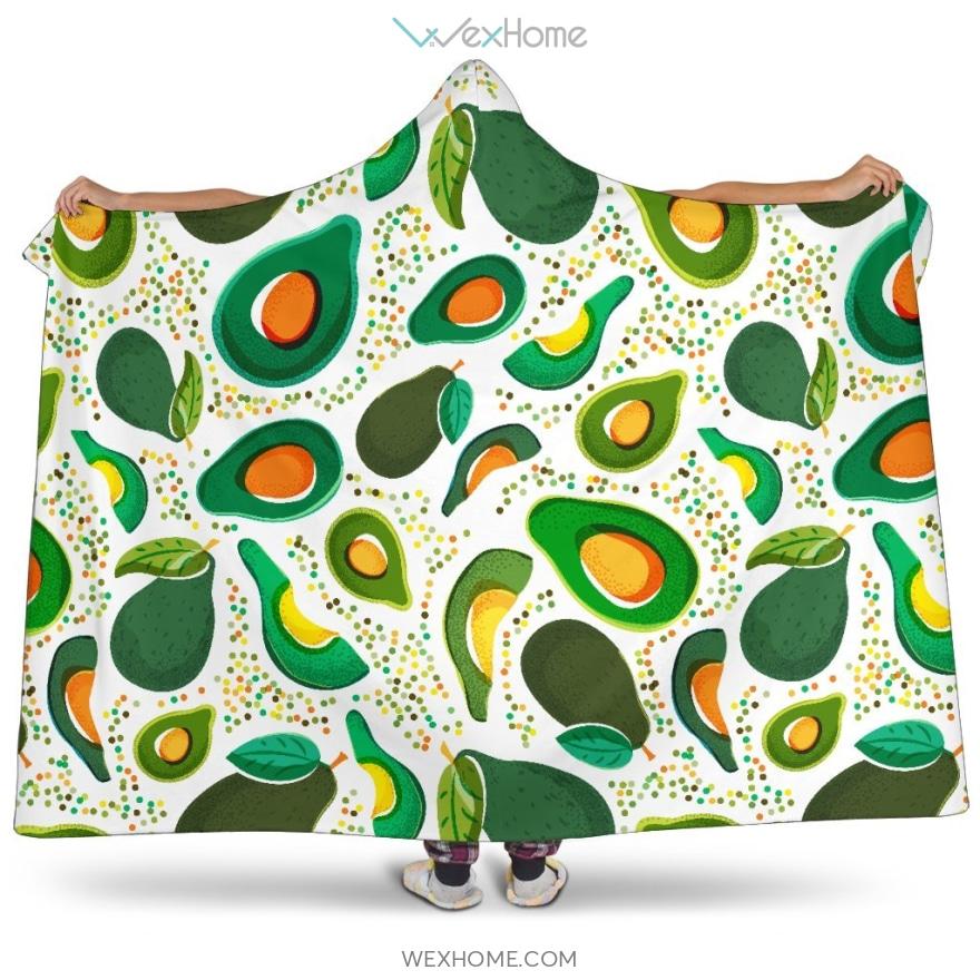 Avocado Design Pattern Hooded Blanket