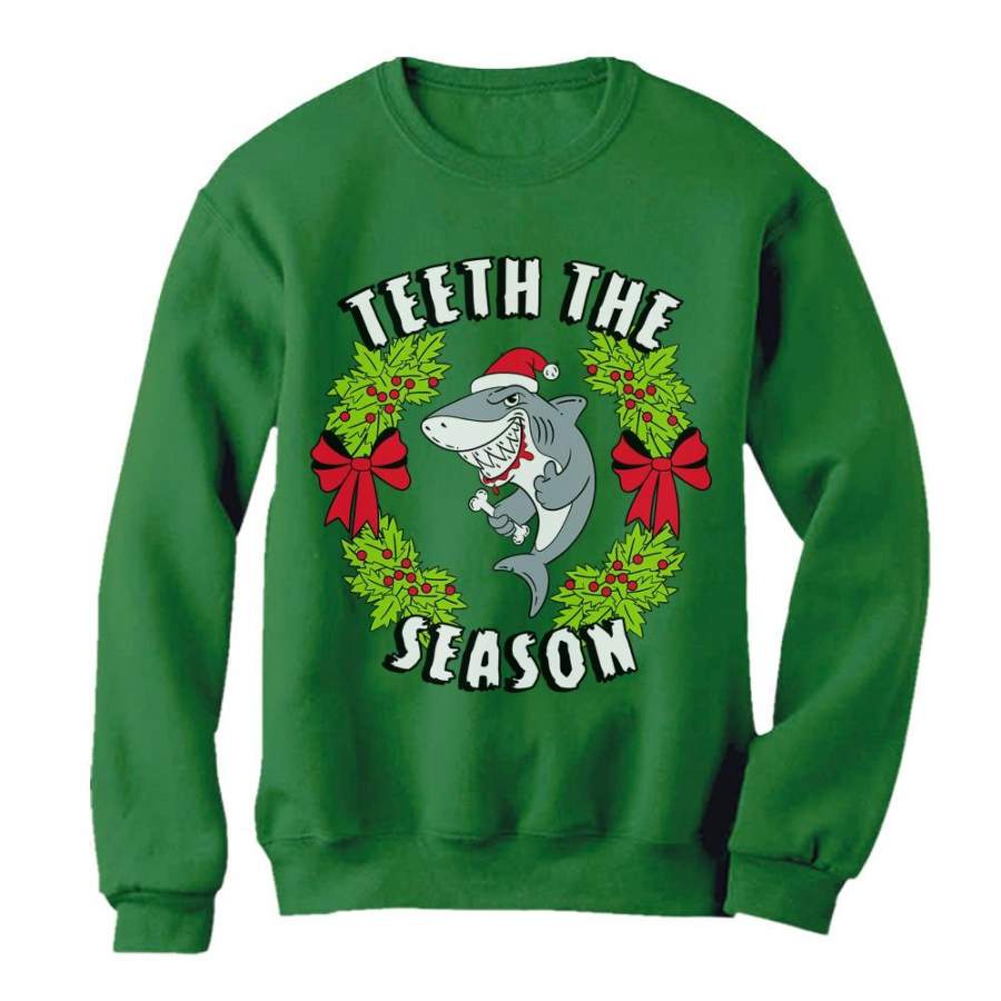 Teeth The Season Santa Shark Christmas Sweatshirt