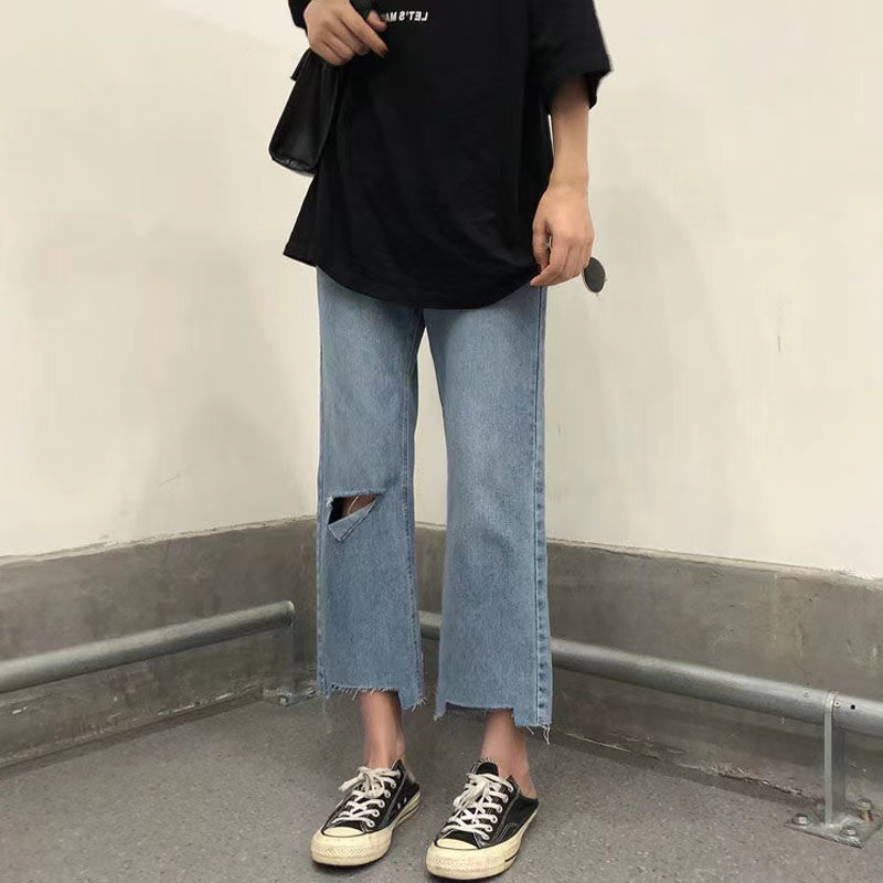 Y2K Dark Blue Brown Harajuku Printed Cargo Jeans High Waist Streetwear 90S Baggy Trousers Women Pants Straight Wide Leg Pants alx