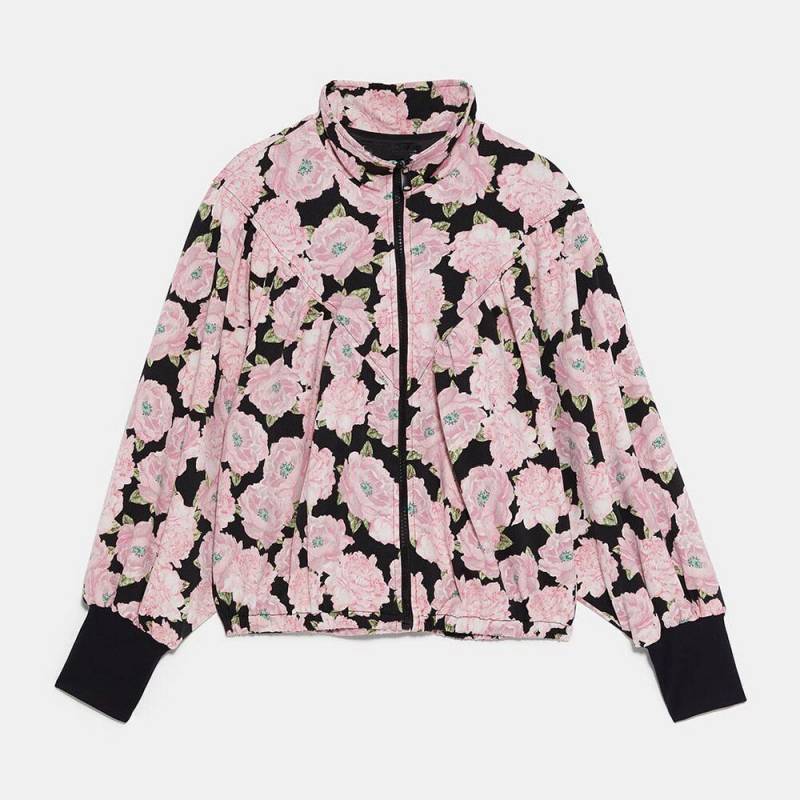 Floral Printed Bomber Zip Jacket  Long Sleeved Jacket