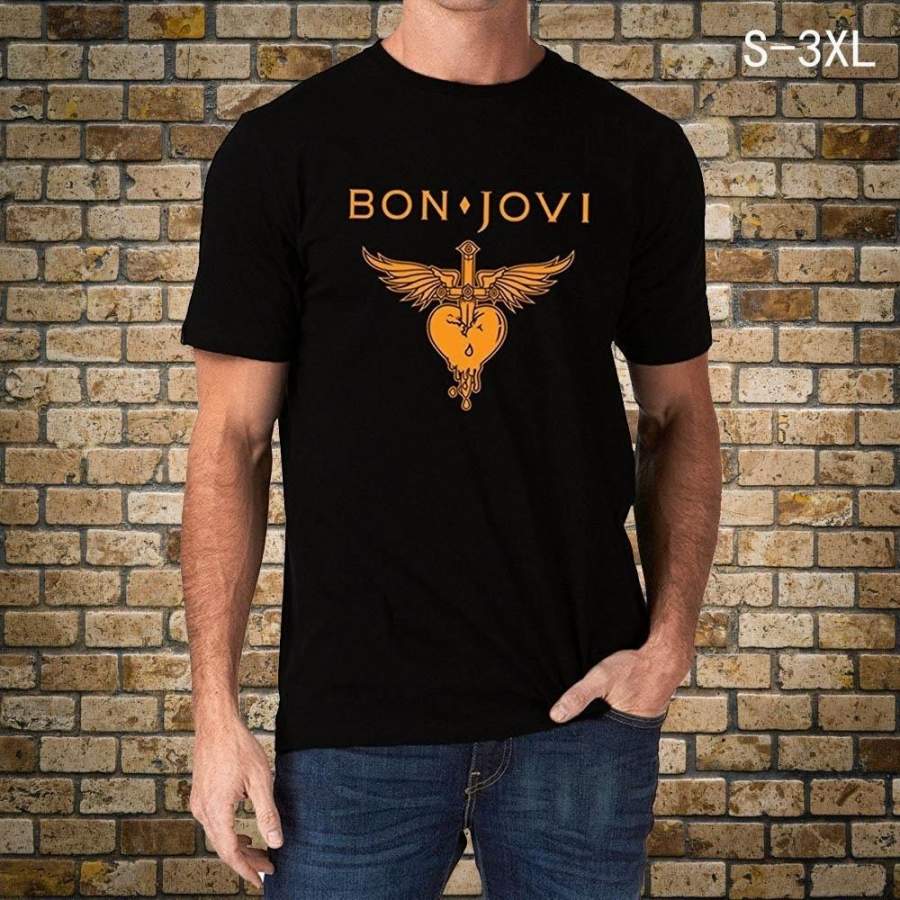 Bon Jovi Band Heart Logo Jon Mens Sh &hellip;