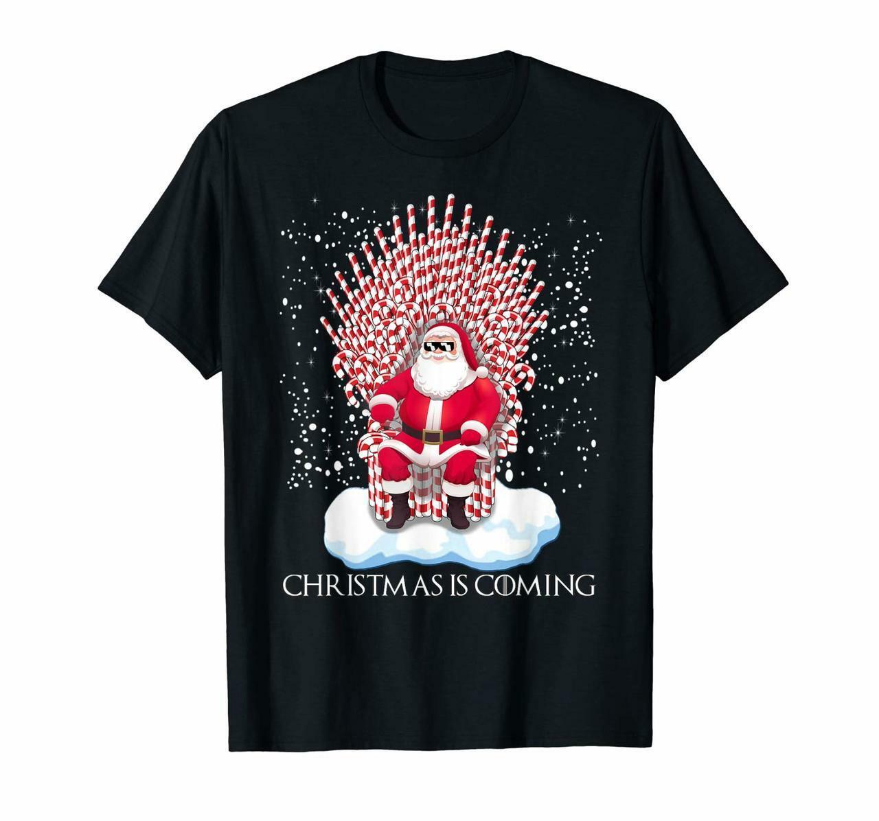 Christmas Is Coming Funny Candy Cane Throne Santa Claus T-Shirt