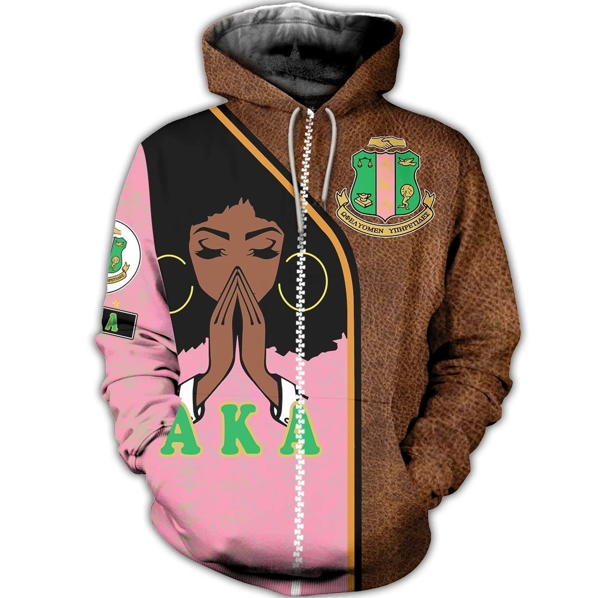 Greek Life Hoodie – Pray Girl Alpha Kappa Alpha Zipper Hoodie